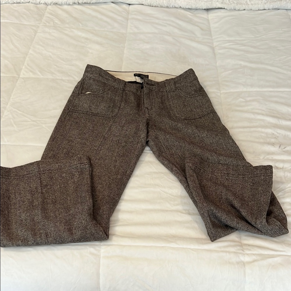 Banana Republic Factory Brown Trousers Textured Straight-Leg